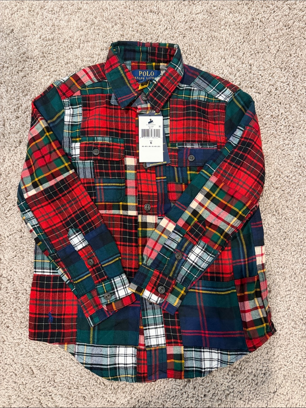 Polo by Ralph Lauren Red & Green Multi-Plaid Button-Down Shirt